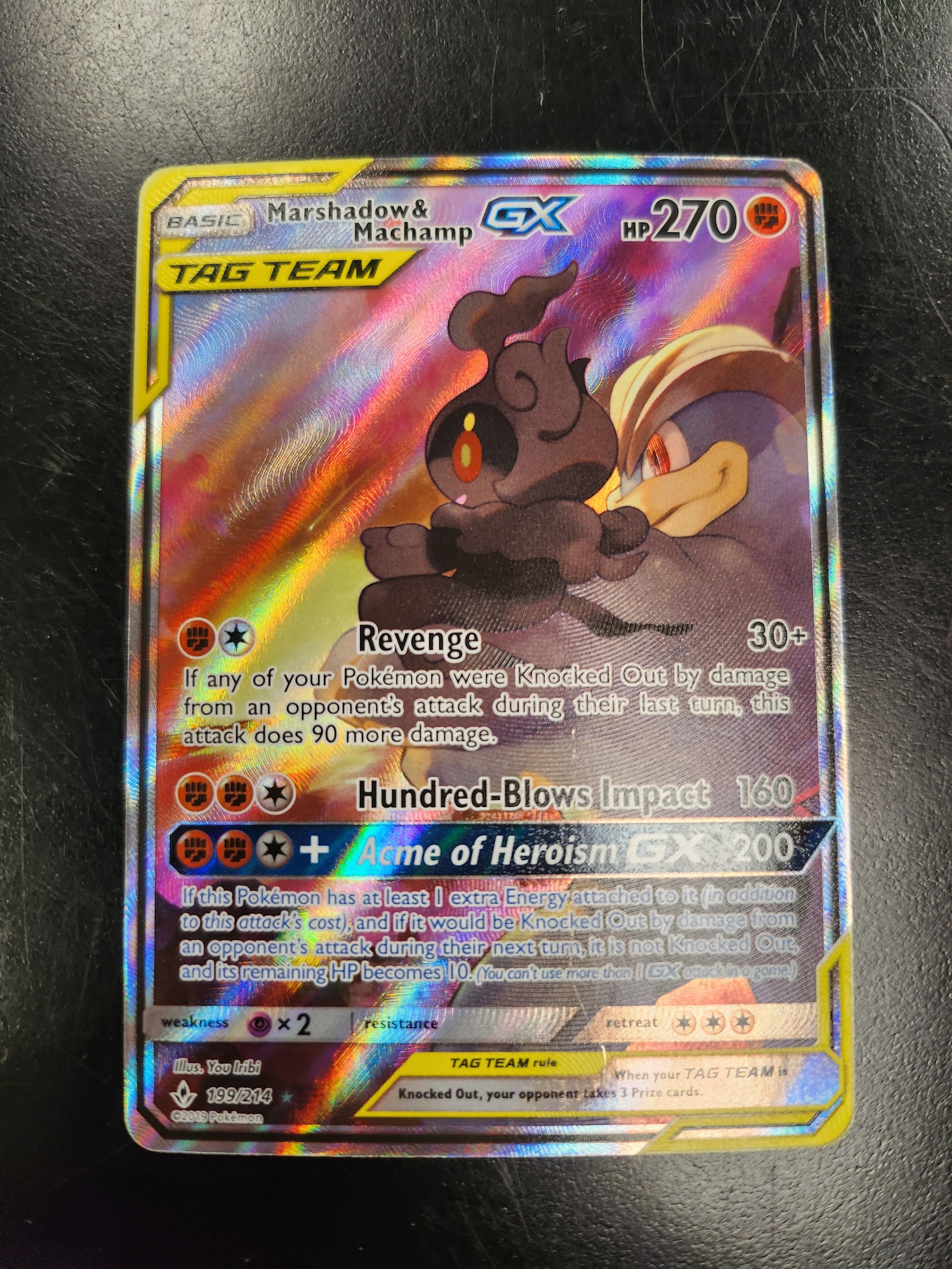 Marshadow & Machamp GX - 199/214 (UNB) Ultra Rare - Moderate Play