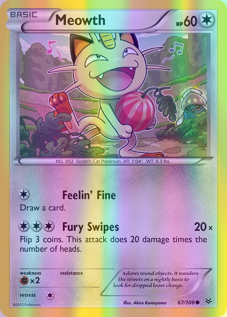 Meowth - 067/108 (ROS) Common - Near Mint Reverse Holofoil