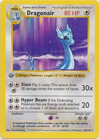 Dragonair - 18/102 (BS) 1st Edition Rare - Near Mint