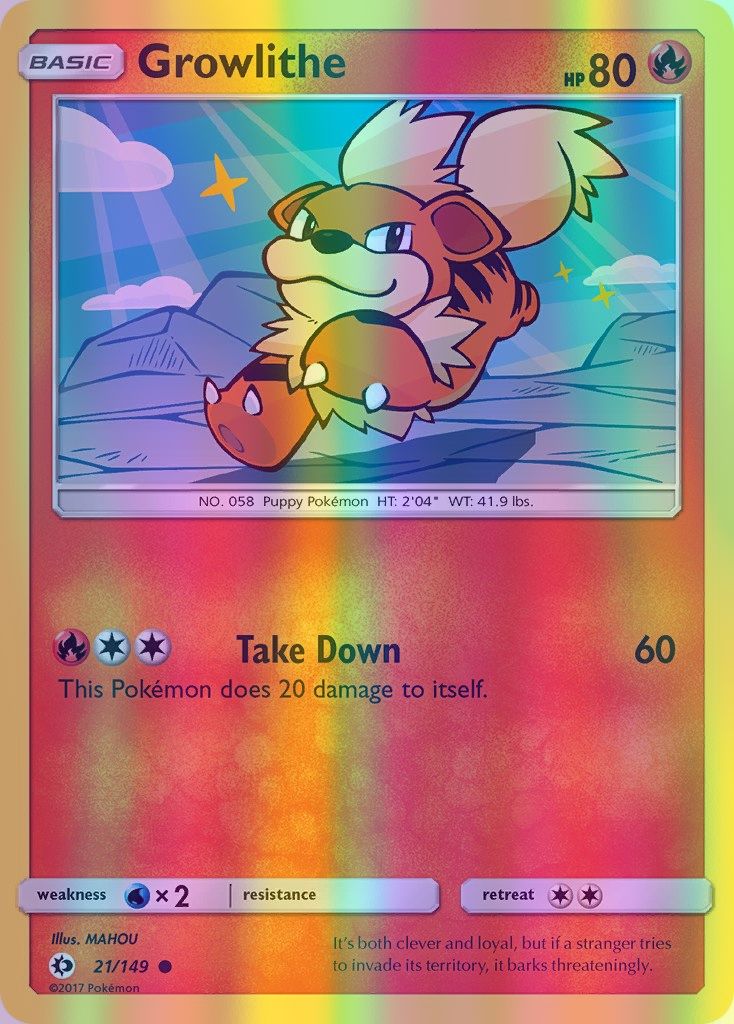 Growlithe - 021/149 (SM01) Common - Near Mint Reverse Holofoil