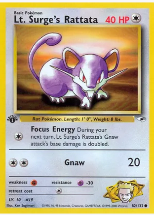 Lt. Surge's Rattata (82/132) 1st Edition - Near Mint