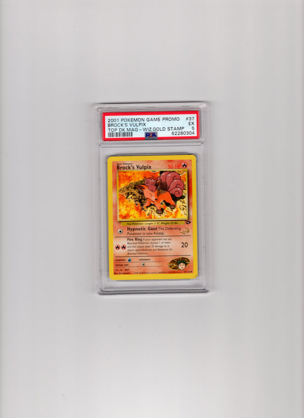 Brock's Vulpix - 037/132 (PR) Wizards Stamp Promo - 1st Edition Heavy Play (Graded - PSA 5)