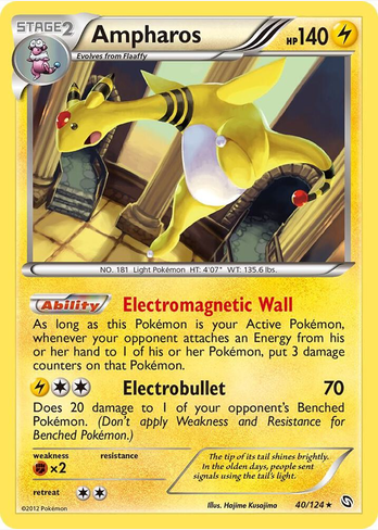 Ampharos - 40/124 (DRX) Holo Rare - Damaged Reverse Holofoil