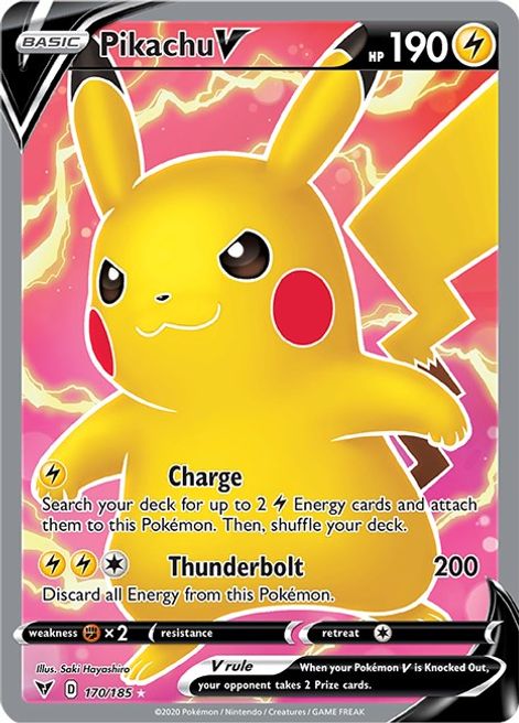 Pikachu V (Full Art) - 170/185 (SWSH04) Ultra Rare - Near Mint Holofoil Moderate Play