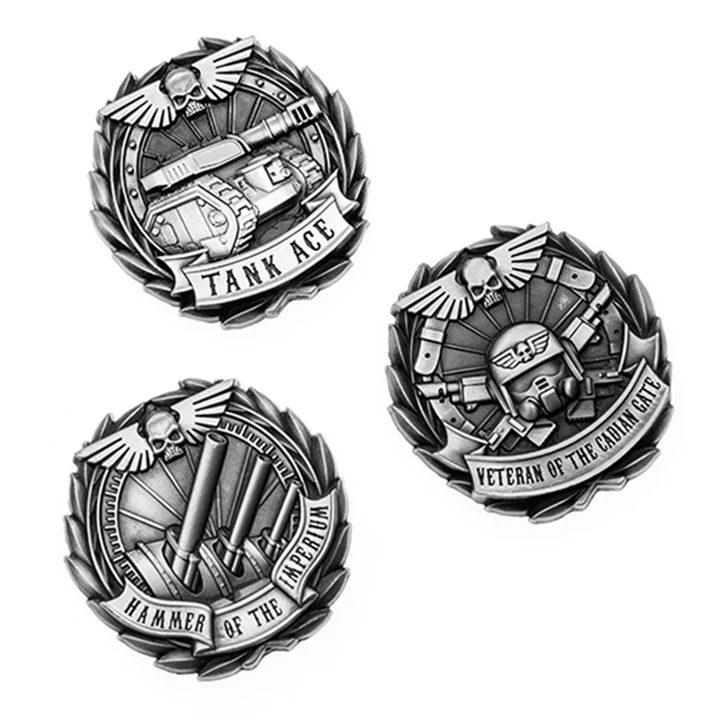 Starforged: Warhammer 40K - Cadian Shock Troops: Medal of Honour Badge Set [Veteran of the Cadian Gate, Tank Ace, Hammer of the Imperium]
