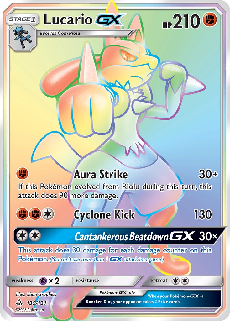 Lucario GX - 135/131 (FLI) Secret Rare - Near Mint Holofoil
