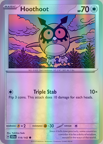 Hoothoot - 114/142 (SCR) Common - Near Mint Reverse Holo Hoothoot - 114/142 (SCR) Common - Near Mint Reverse Holo