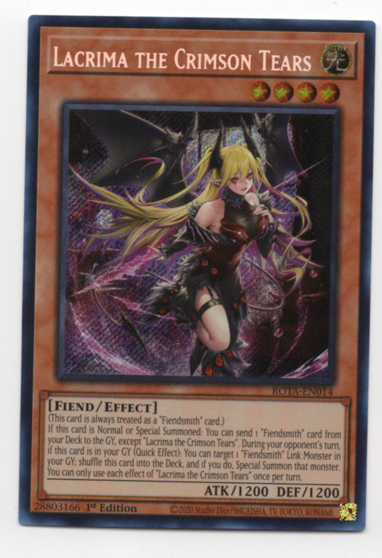 Lacrima the Crimson Tears (ROTA-EN014) Secret Rare - Near Mint 1st Edition