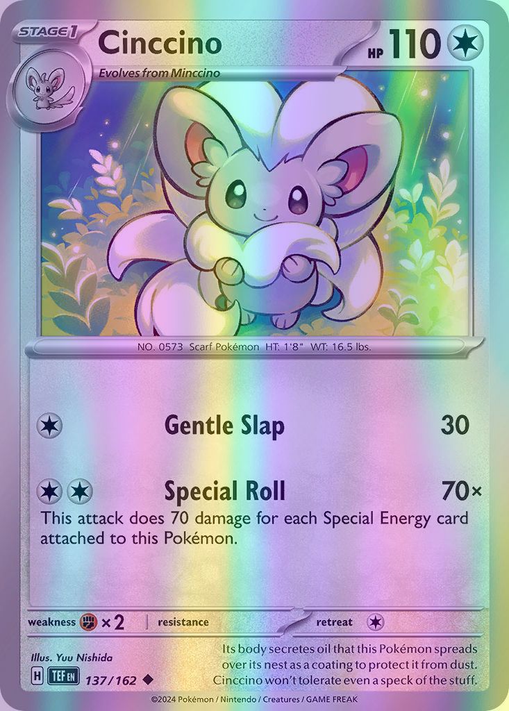 Cinccino - 137/162 (TEF) Uncommon - Near Mint Reverse Holofoil