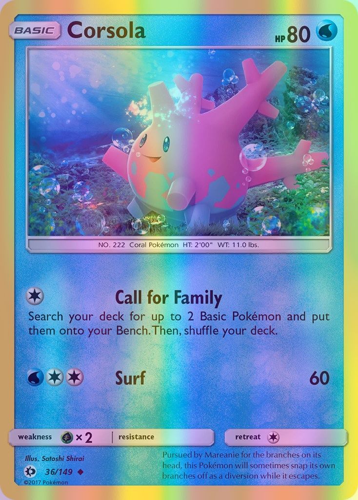 Corsola - 036/149 (SM01) Uncommon - Near Mint Reverse Holofoil