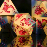 Monster Manual Metal Dice Set - Red and Blue/Yellow Gradient