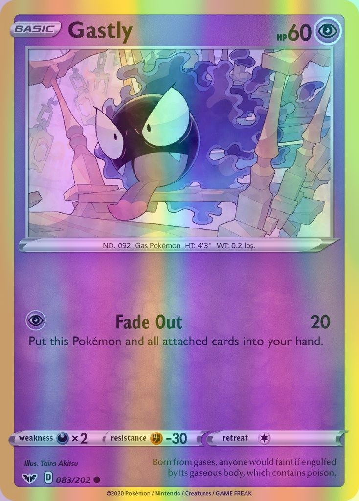 Gastly - 083/202 (SWSH01) Common - Near Mint Reverse Holofoil