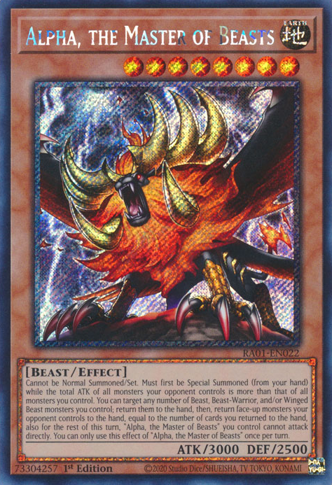 Alpha, the Master of Beasts (RA01-EN022) Platinum Secret Rare - Near Mint 1st Edition