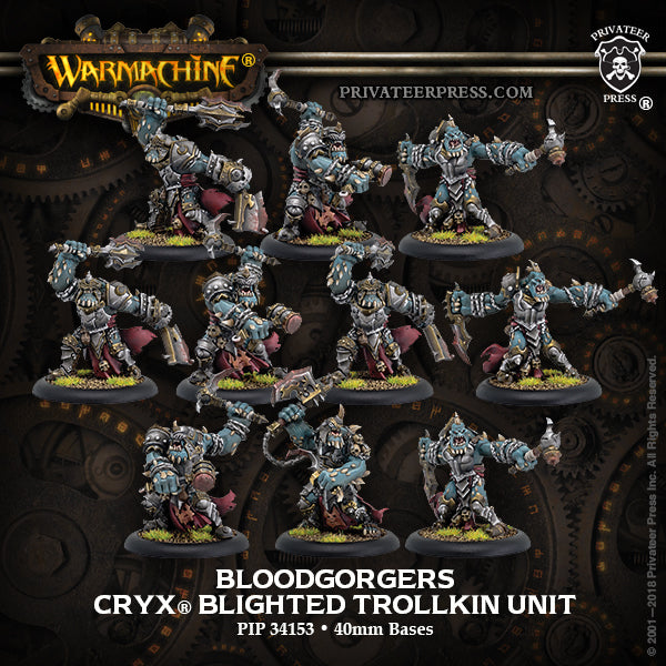 Warmachine: Cryx - Bloodgorgers, Blighted Trollkin Unit (10 Metal / Resin)