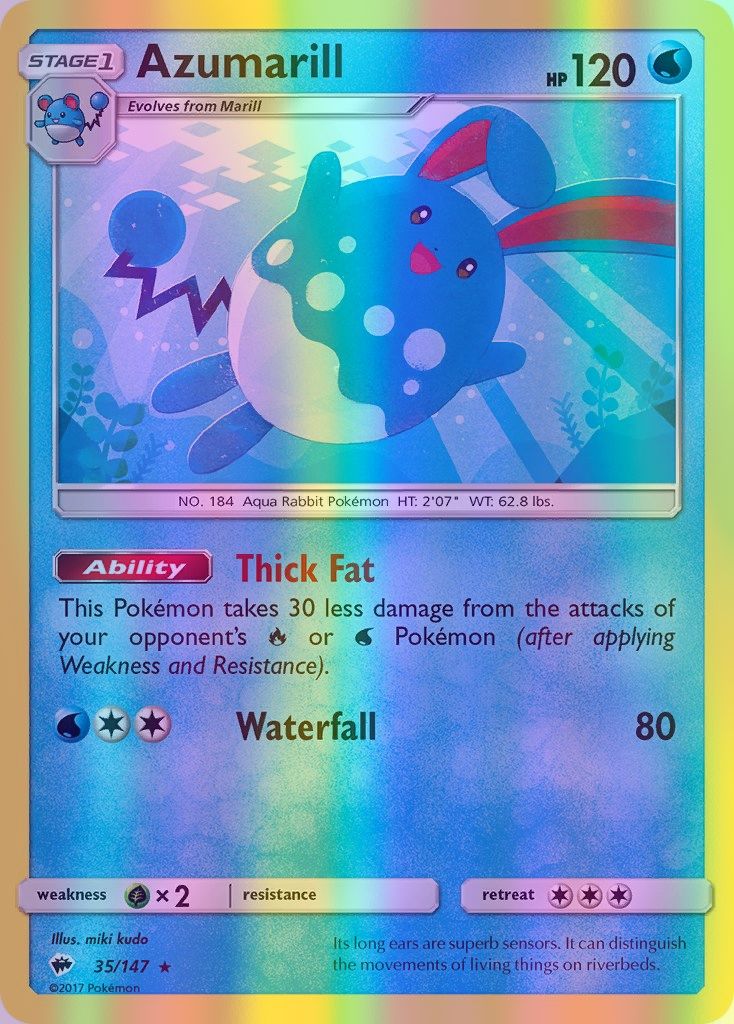 Azumarill - 035/147 (SM:BUS) Rare - Near Mint Reverse Holofoil