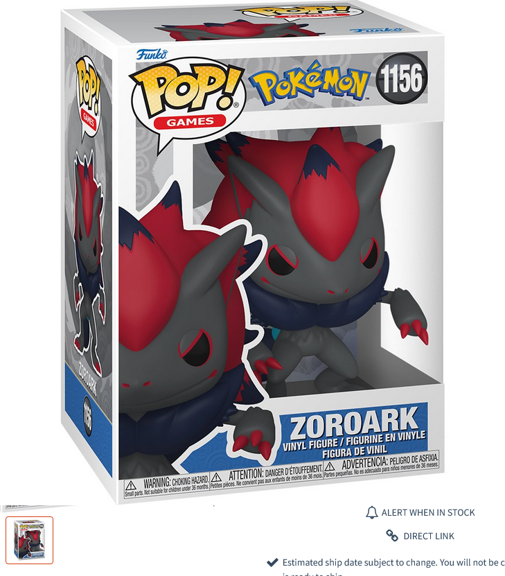 POP Figure: Pokemon #1156 - Zoroark
