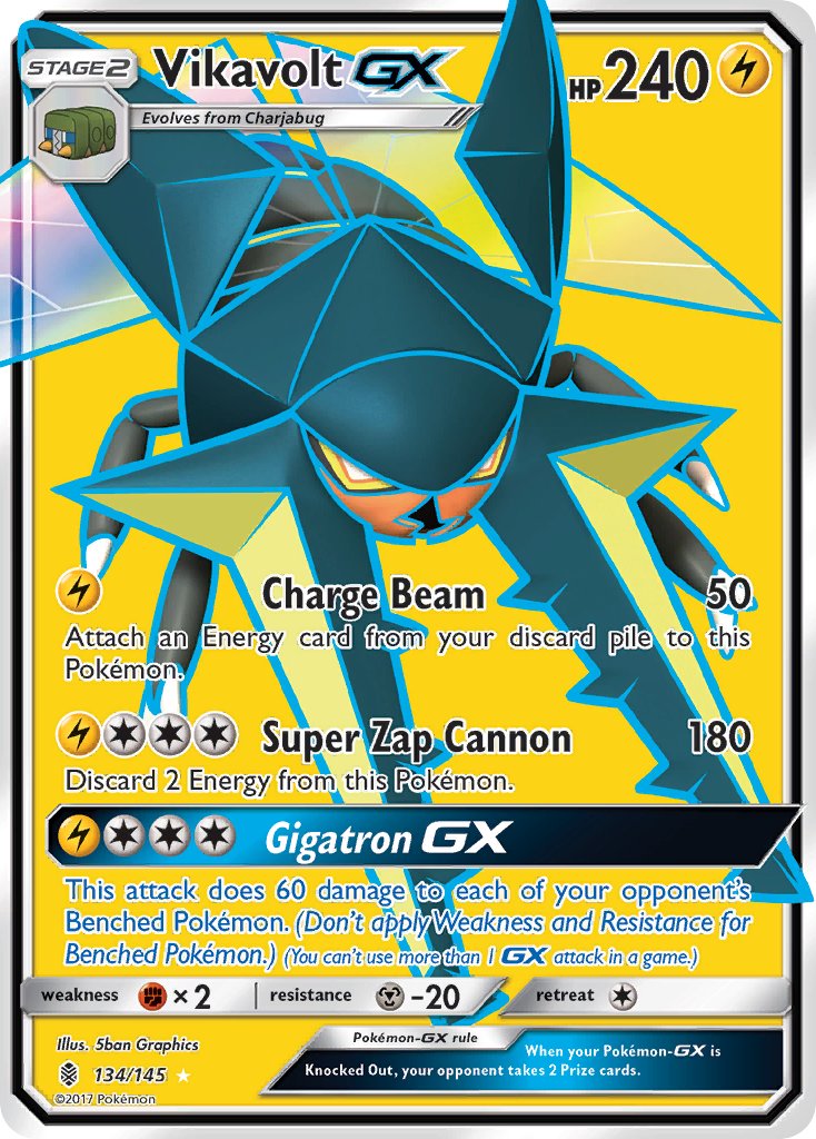 Vikavolt GX (Full Art) - 134/145 (SM:GRI) Ultra Rare - Near Mint Holofoil