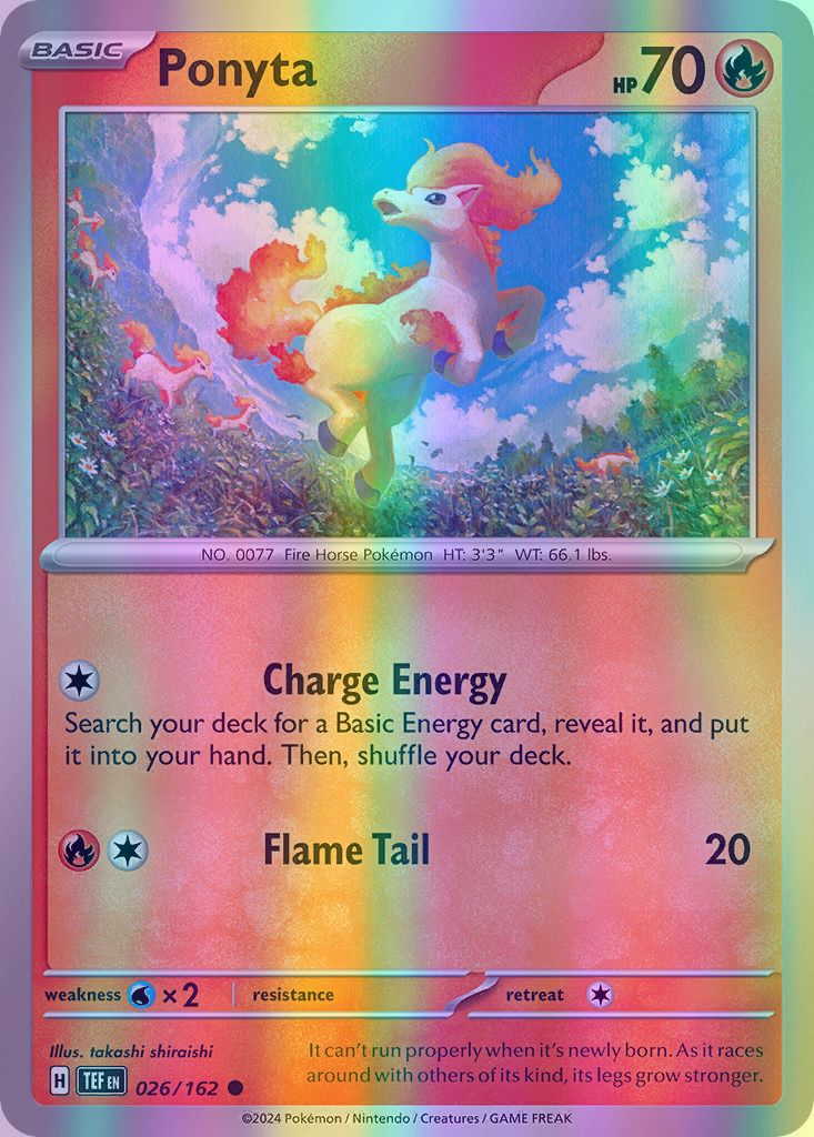 Ponyta - 026/162 (TEF) Common - Near Mint Reverse Holofoil