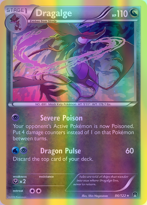 Dragalge - 086/122 (BKP) Holo Rare - Near Mint Reverse Holofoil