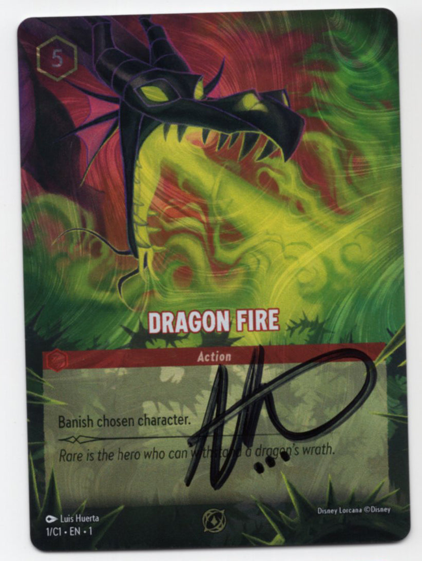 Dragon Fire (Disney Lorcana Promo Cards 01/C1) Promo - Near Mint, Signed