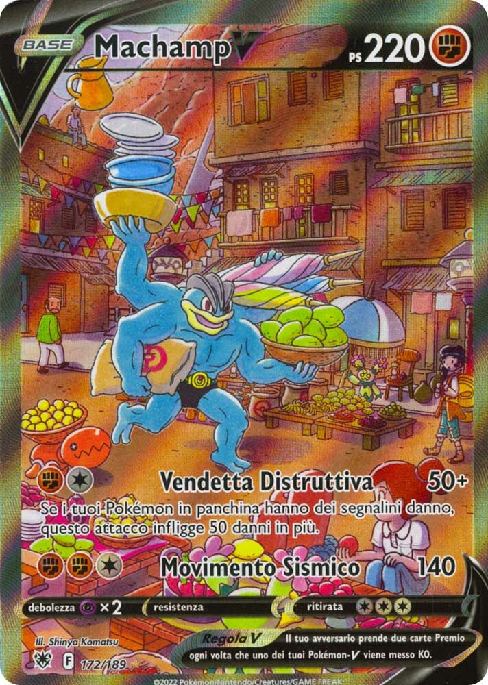 Machamp V (Alternate Full Art) - 172/189 (SWSH10) Ultra Rare - Heavy Play Holofoil Italian