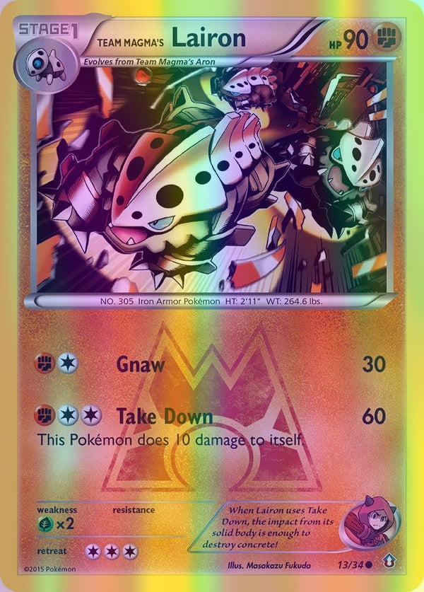 Team Magma's Lairon - 013/034 (DCR) Common - Near Mint Reverse Holofoil