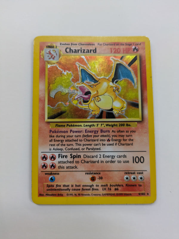 Charizard - 004/102 (BS) Holo Rare - Heavy Play Holofoil