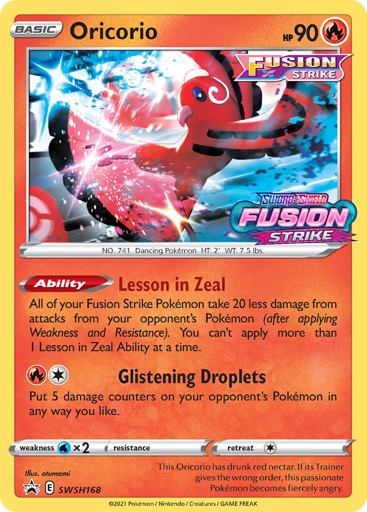 Oricorio (Prerelease) - SWSH168 (SWSH:PR) Promo - Near Mint Holofoil