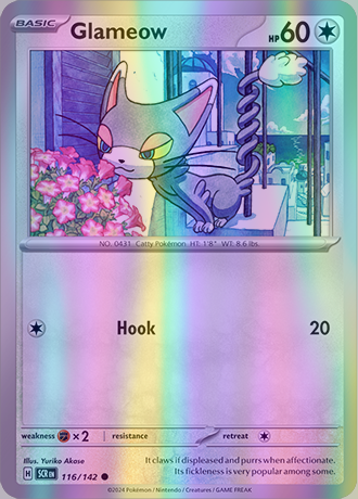 Glameow - 116/142 (SCR) Common - Near Mint Reverse Holo