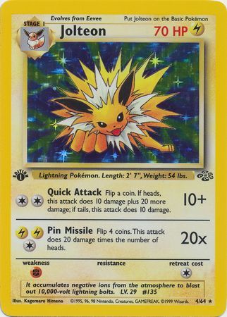 Jolteon - 04/64 (JU) Holo Rare - Near Mint 1st Edition Holofoil