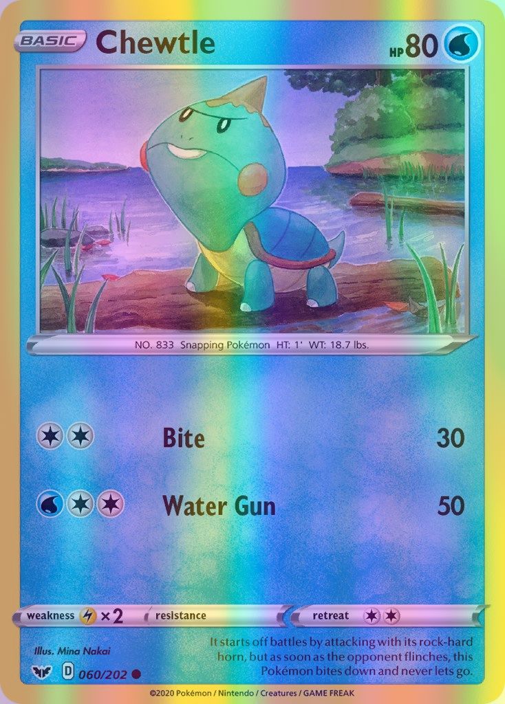 Chewtle - 060/202 (SWSH01) Common - Near Mint Reverse Holofoil