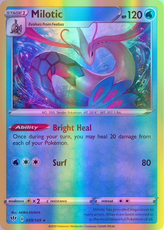 Milotic - 039/189 (SWSH03) Holo Rare - Near Mint Reverse Holofoil