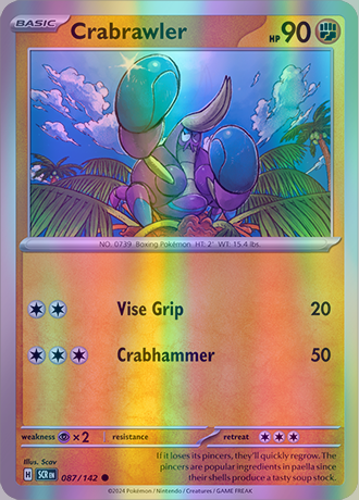 Crabrawler - 087/142 (SCR) Common - Near Mint Reverse Holo