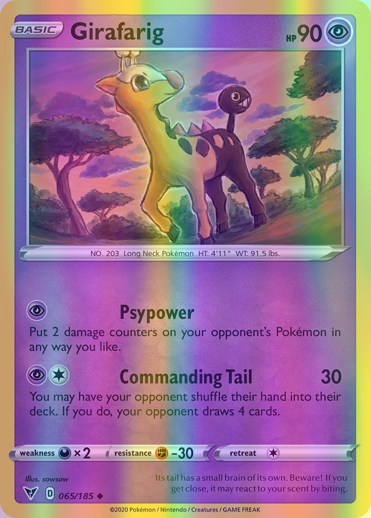 Girafarig - 065/185 (SWSH04) Uncommon - Near Mint Reverse Holofoil