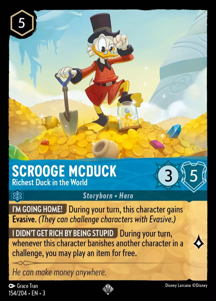 Scrooge McDuck - Richest Duck in the World (Into the Inklands 154/204) Super Rare - Near Mint