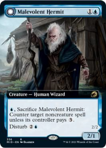 Malevolent Hermit//Benevolent Geist [#336 Extended Art] (MID-R)