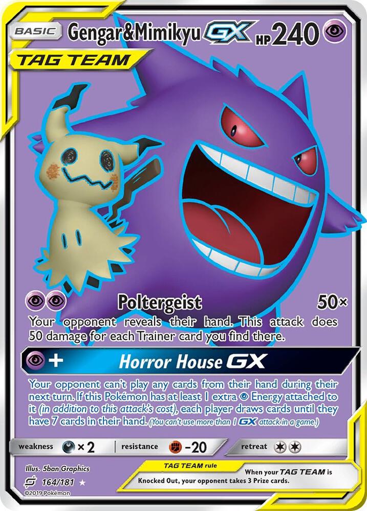 Gengar & Mimikyu GX (164/181) Full Art - Light Played