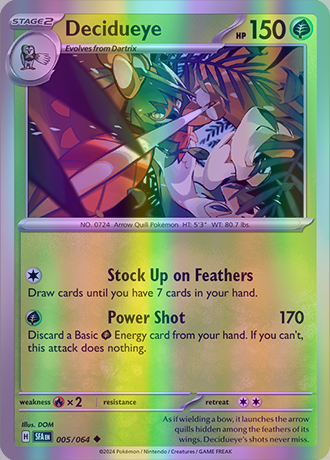 Decidueye - 005/064 (SFA) Uncommon - Near Mint Reverse Holofoil