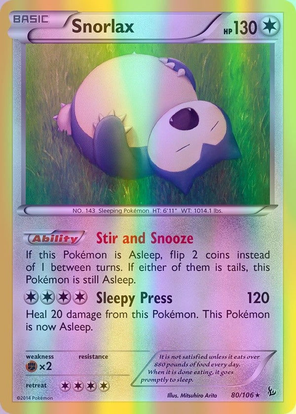 Snorlax - 080/106 (FLF) Rare - Near Mint Reverse Holofoil