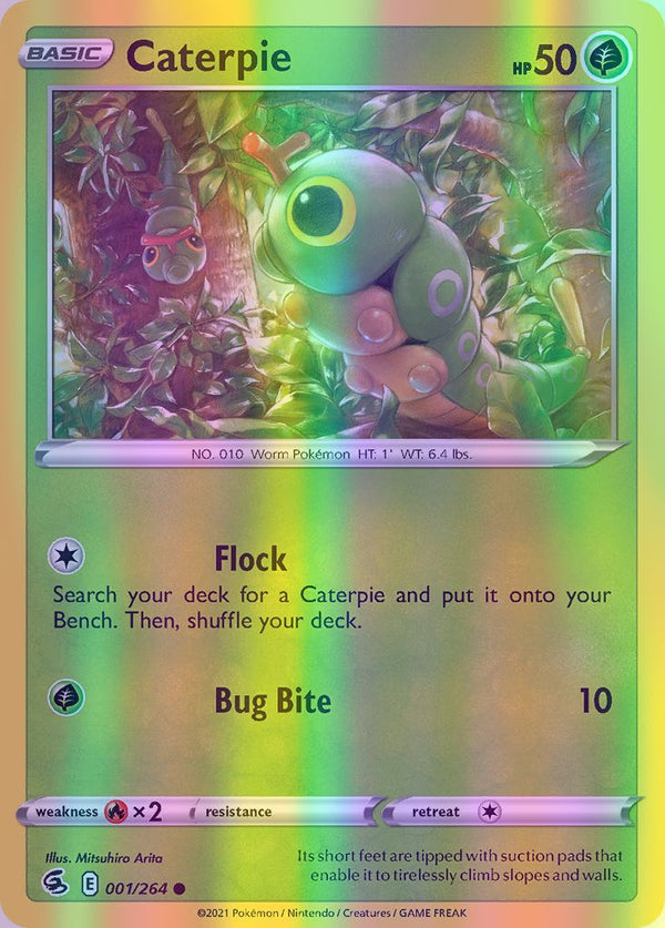 Caterpie - 001/264 (SWSH08) Common - Near Mint Reverse Holofoil