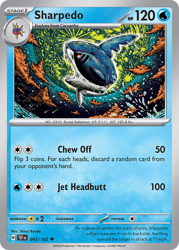 Sharpedo - 043/162 (TEF) Uncommon - Near Mint