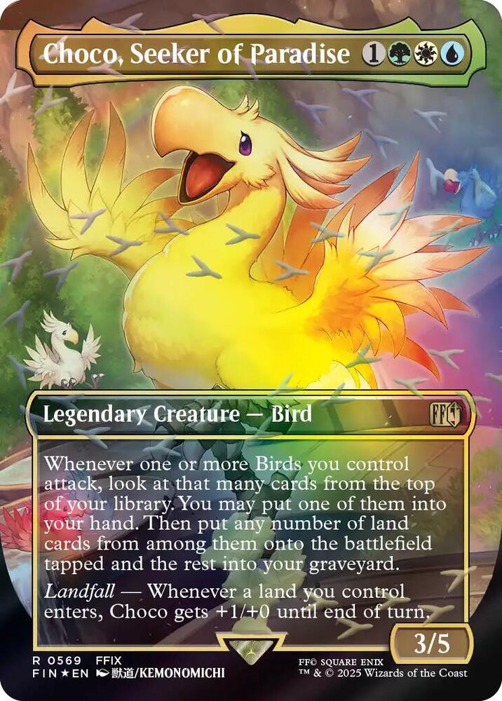 Choco, Seeker of Paradise [ #0569 Borderless Chocobo Track Foil ] (FIN-R) Foil Near Mint