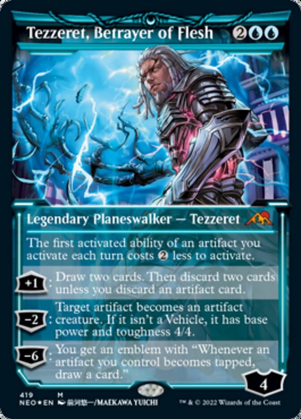 Tezzeret, Betrayer of Flesh [#419 Etched FOIL] (NEO-M)