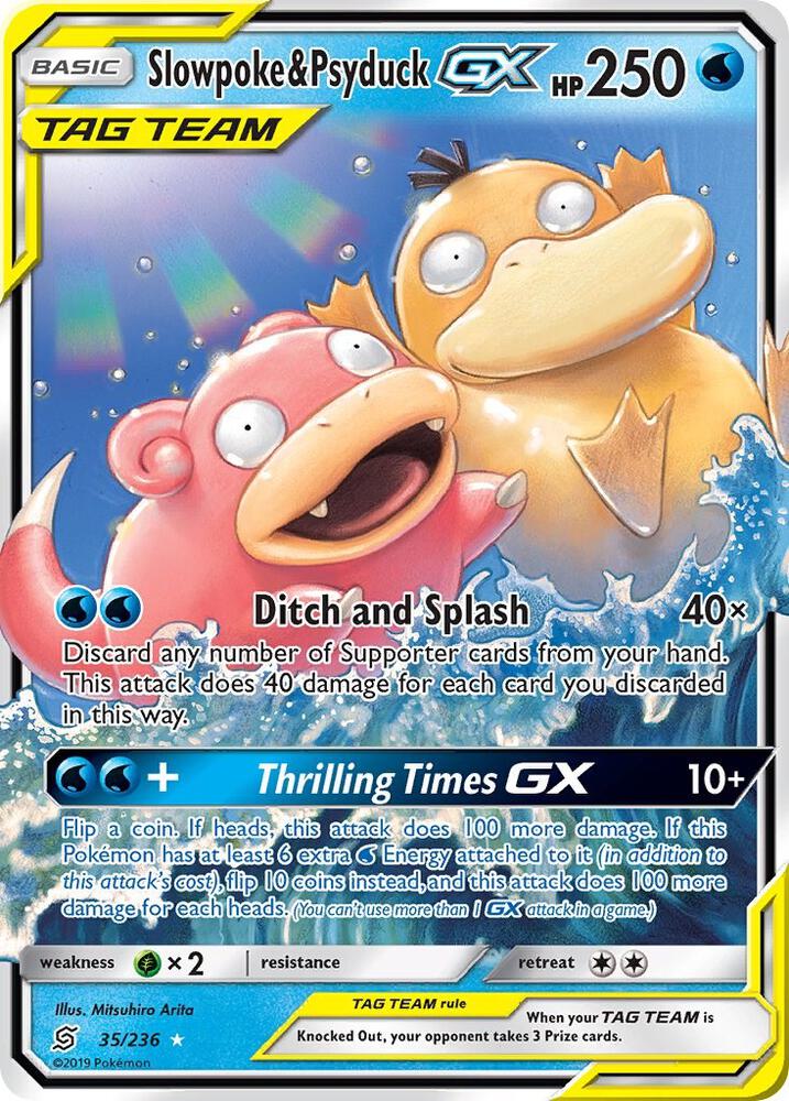 Slowpoke & Psyduck GX - 035/236 (UNM) Ultra Rare - Light Play Holofoil