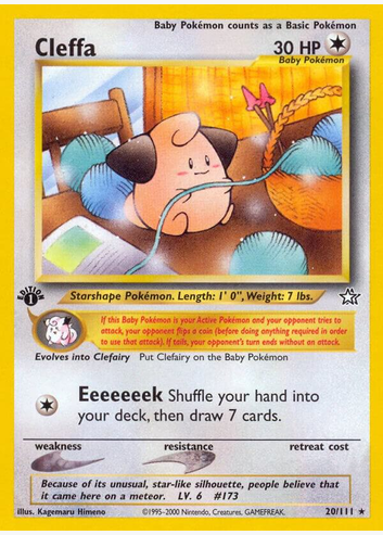 Cleffa - 20/111 (N1) Rare - Light Played 1st Edition