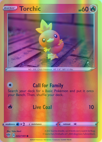 Torchic - 022/189 (SWSH03) Common - Near Mint Reverse Holofoil