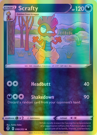 Scrafty - 099/203 (SWSH07) Uncommon - Near Mint Reverse Holofoil