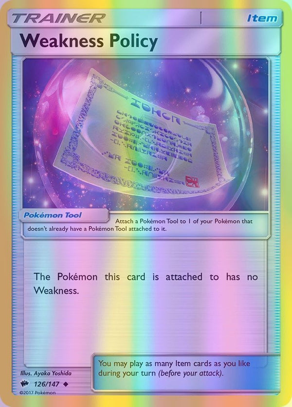 Weakness Policy - 126/147 (SM:BUS) Uncommon - Near Mint Reverse Holofoil