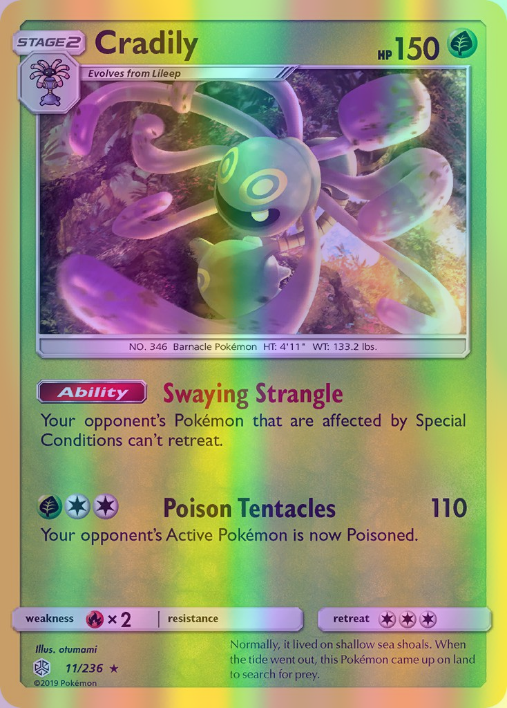 Cradily - 011/236 (CEC) Rare - Near Mint Reverse Holofoil