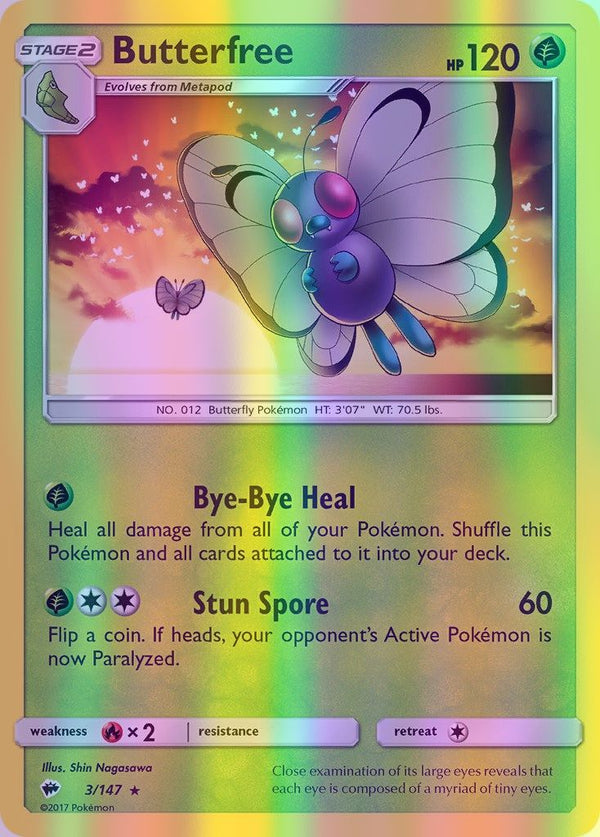 Butterfree - 003/147 (SM:BUS) Rare - Near Mint Reverse Holofoil